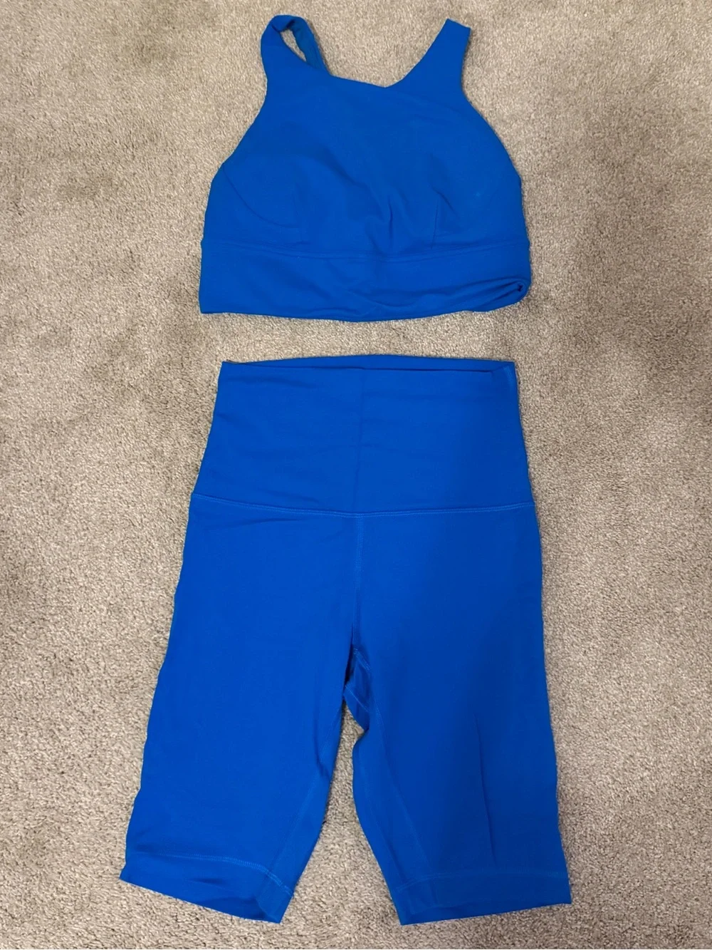 lululemon athletica Blue Sports Bra and High-Waist Bike Shorts Set
